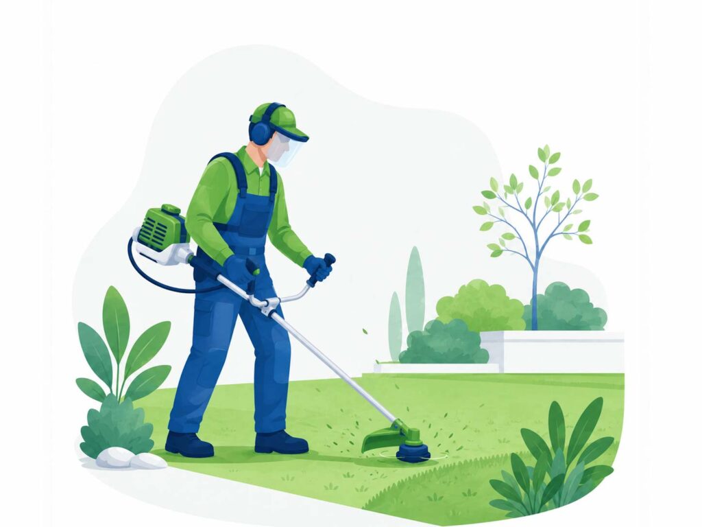 Manutenzione professionale di un’area verde con taglio dell’erba